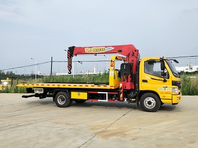 歐馬可3噸平板帶4噸直臂吊清障車